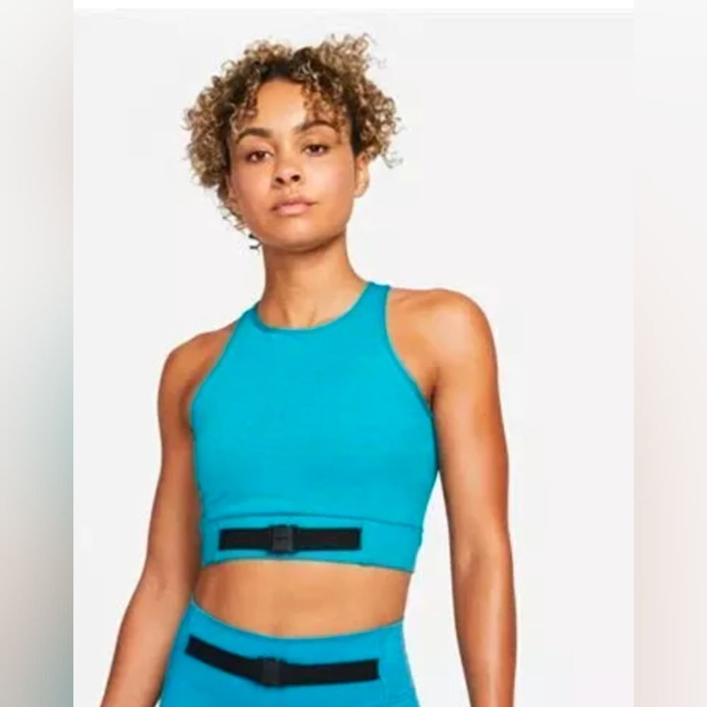 Nike Women's Buckle Crop Tank Top Gym Training (Teal )  (XSmall) RRP£40